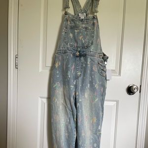 Cristina Martinez Nordstrom Cotton Denim Overalls Blue Paintbrush Strokes Lg